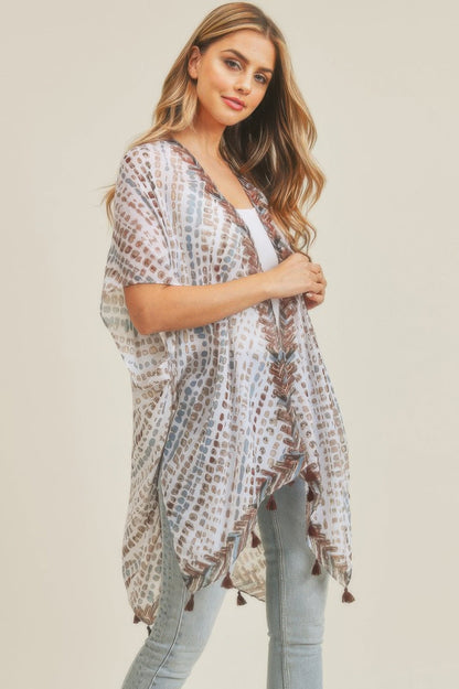 Dash-Print Tassel Kimono Layer – Light Layers, minimalist style, quiet luxury aesthetic, modern essential – The Simple Co.