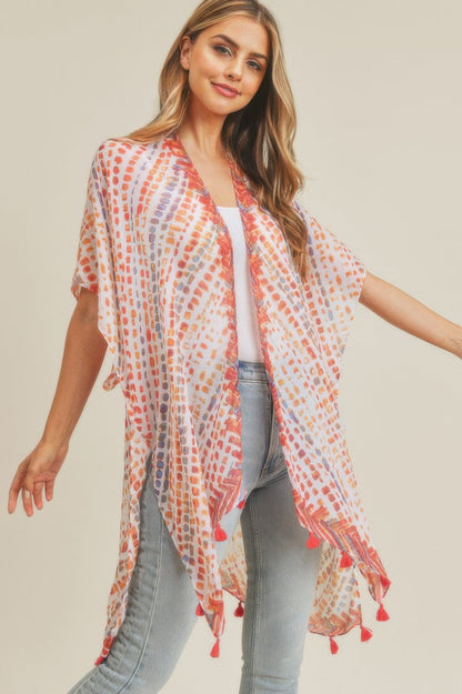 Dash-Print Tassel Kimono Layer – Light Layers, minimalist style, quiet luxury aesthetic, modern essential – The Simple Co.