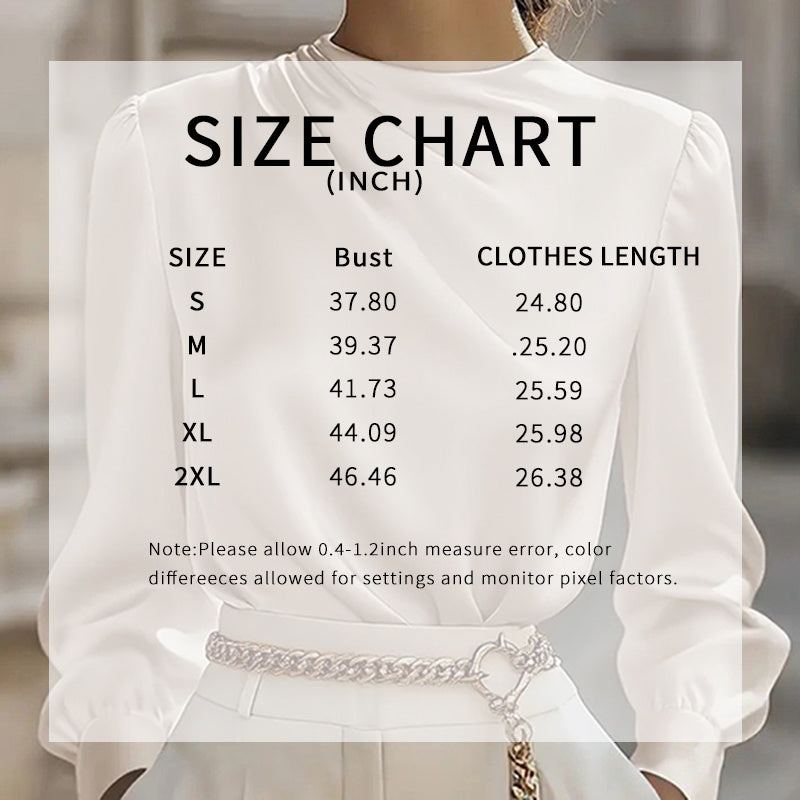 Women's Pleated Long Sleeve Blouse, Round