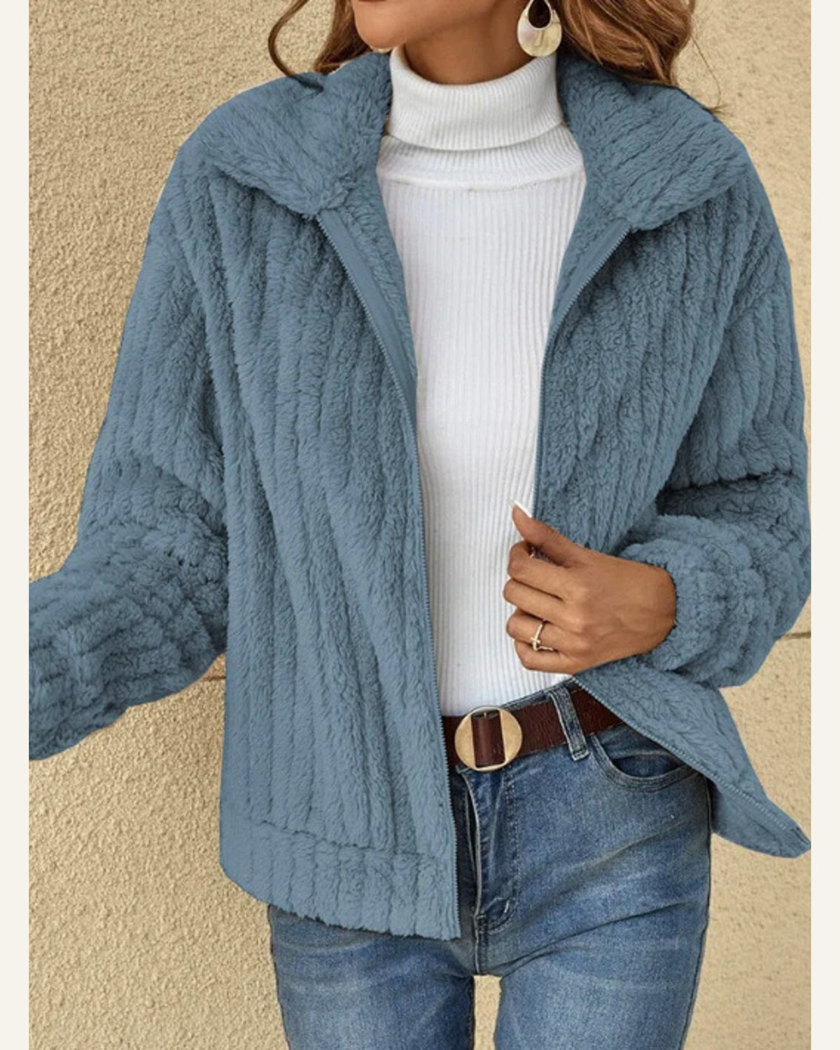 Cropped Lapel Jacket — Blue