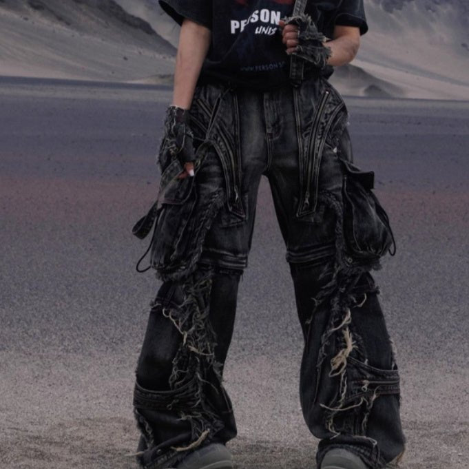 Detachable Crossbody Strap Workwear Denim Jeans - Reconfigurable Design – Minimal Elegance | The Simple Co – Men’s Bottoms, minimalist style, quiet luxury aesthetic, modern essential – The Simple Co.