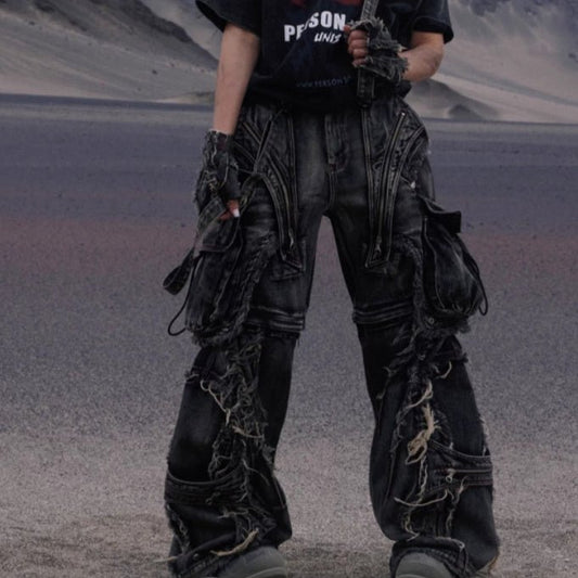 Detachable Crossbody Strap Workwear Denim Jeans - Reconfigurable Design – Minimal Elegance | The Simple Co – Men’s Bottoms, minimalist style, quiet luxury aesthetic, modern essential – The Simple Co.