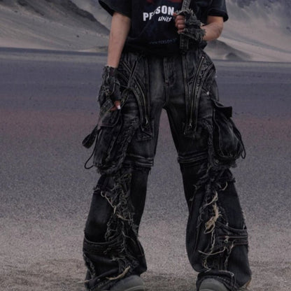 Detachable Crossbody Strap Workwear Denim Jeans - Reconfigurable Design – Minimal Elegance | The Simple Co – Men’s Bottoms, minimalist style, quiet luxury aesthetic, modern essential – The Simple Co.