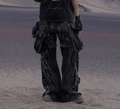 Detachable Crossbody Strap Workwear Denim Jeans - Reconfigurable Design – Minimal Elegance | The Simple Co – Men’s Bottoms, minimalist style, quiet luxury aesthetic, modern essential – The Simple Co.