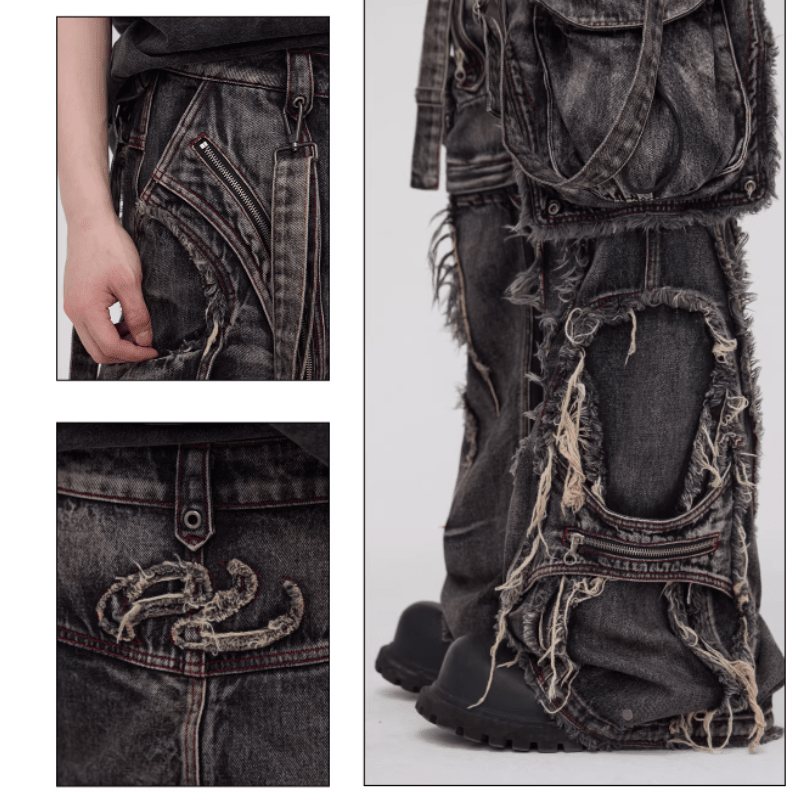 Detachable Crossbody Strap Workwear Denim Jeans - Reconfigurable Design – Minimal Elegance | The Simple Co – Men’s Bottoms, minimalist style, quiet luxury aesthetic, modern essential – The Simple Co.