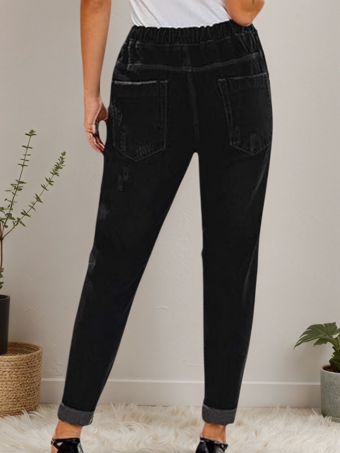 Distressed Stretch Jeans – Minimal Elegance | The Simple Co – Practical cottage, minimalist style, quiet luxury aesthetic, modern essential – The Simple Co.