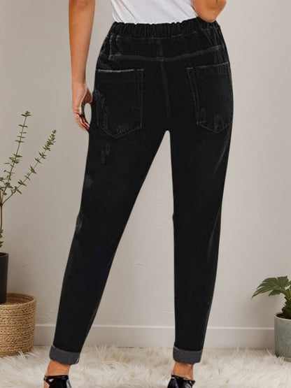 Distressed Stretch Jeans – Minimal Elegance | The Simple Co – Practical cottage, minimalist style, quiet luxury aesthetic, modern essential – The Simple Co.