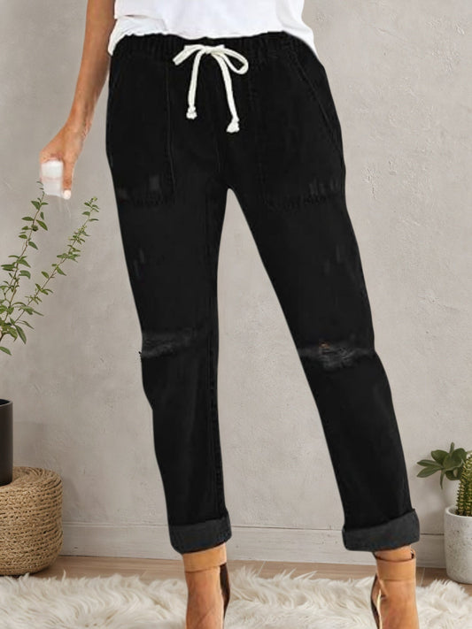 Distressed Stretch Jeans – Minimal Elegance | The Simple Co – Practical cottage, minimalist style, quiet luxury aesthetic, modern essential – The Simple Co.