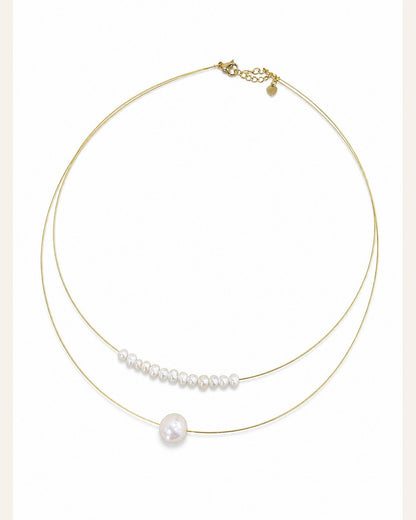 Double-Layer Natural Pearl Necklace — warm ivory product cover