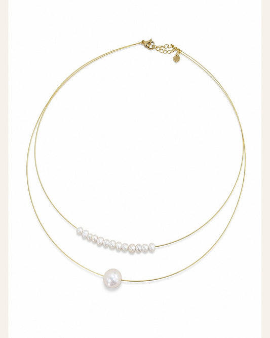 Double-Layer Natural Pearl Necklace — warm ivory product cover