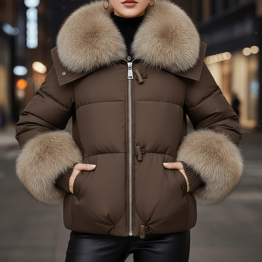 Down Cotton - padded Jacket Short Fur – Minimal Elegance | The Simple Co – Practical cottage, minimalist style, quiet luxury aesthetic, modern essential – The Simple Co.