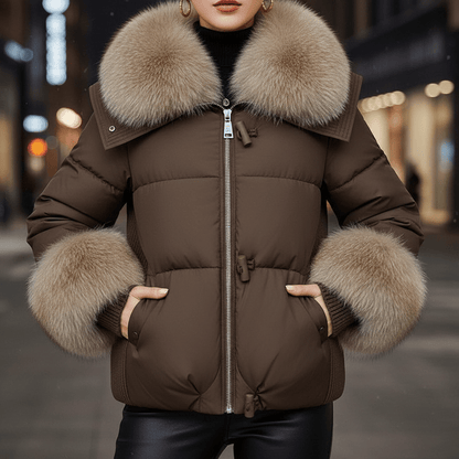 Down Cotton - padded Jacket Short Fur – Minimal Elegance | The Simple Co – Practical cottage, minimalist style, quiet luxury aesthetic, modern essential – The Simple Co.