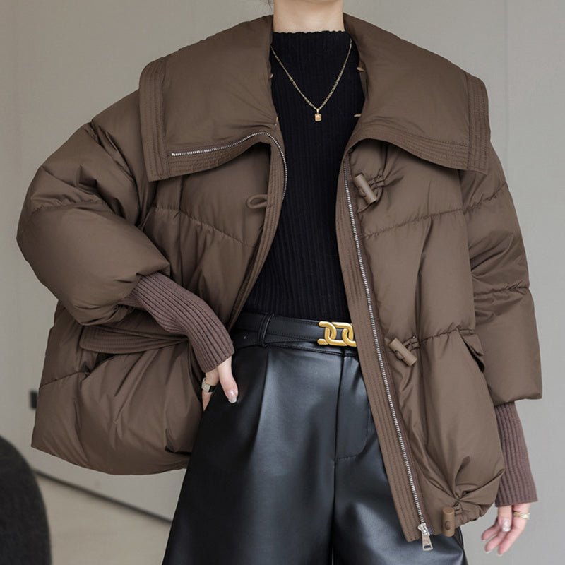 Down Cotton - padded Jacket Short Fur – Minimal Elegance | The Simple Co – Practical cottage, minimalist style, quiet luxury aesthetic, modern essential – The Simple Co.