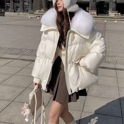 Down Cotton - padded Jacket Short Fur – Minimal Elegance | The Simple Co – Practical cottage, minimalist style, quiet luxury aesthetic, modern essential – The Simple Co.