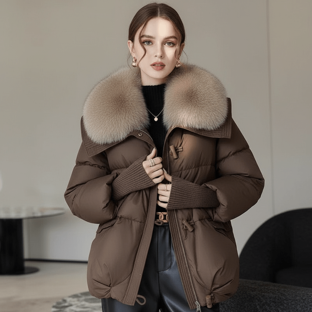 Down Cotton - padded Jacket Short Fur – Minimal Elegance | The Simple Co – Practical cottage, minimalist style, quiet luxury aesthetic, modern essential – The Simple Co.