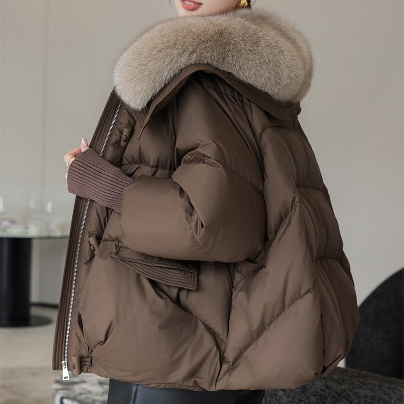 Down Cotton - padded Jacket Short Fur – Minimal Elegance | The Simple Co – Practical cottage, minimalist style, quiet luxury aesthetic, modern essential – The Simple Co.