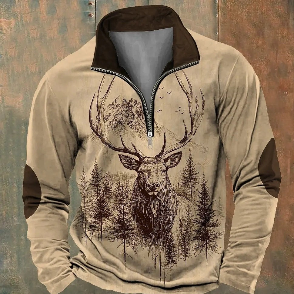 Men's Casual Stand-Up Collar Half Zip Pullover Sweater