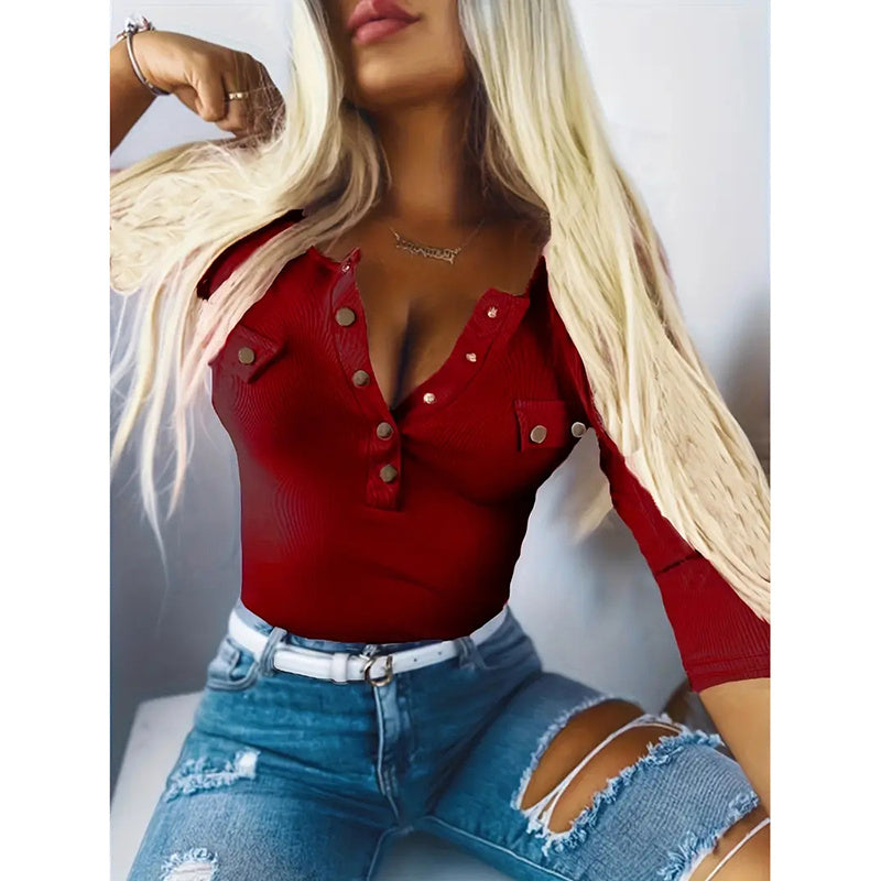 Womens Long Sleeves Ribbed Knit Tunic