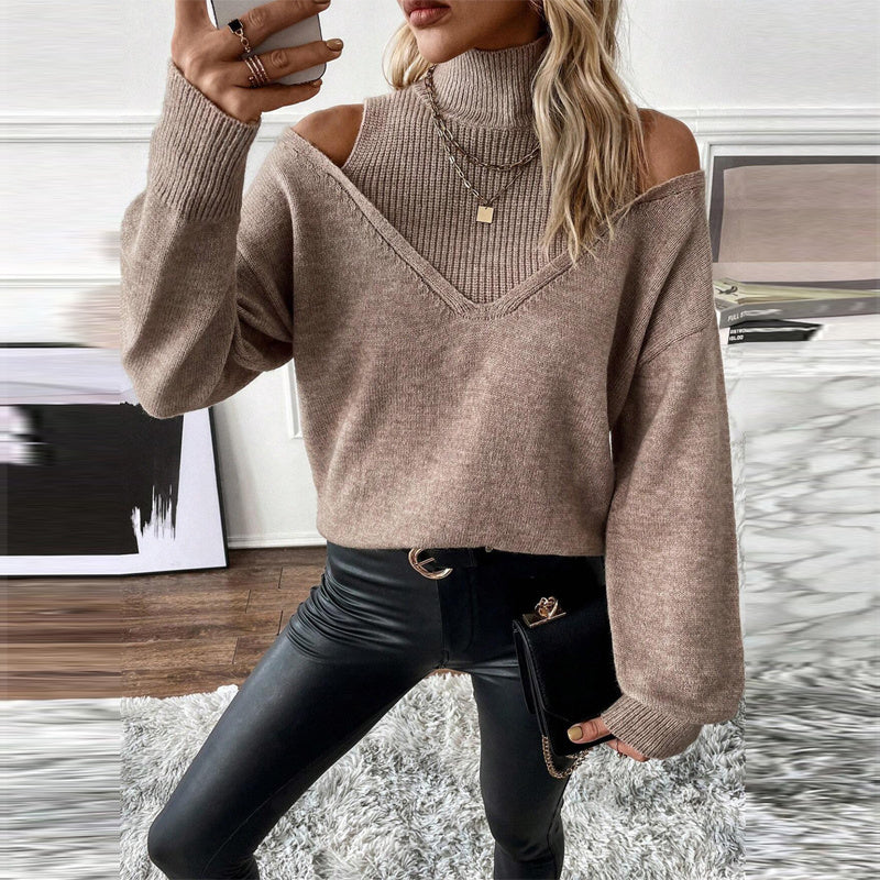 Women's Off-Shoulder Turtleneck Sweater