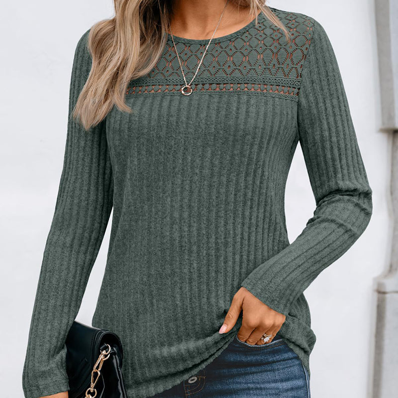 Women's Hollow Out Pullover - 2026 Winter Collection Lightweight Long Sleeve Top