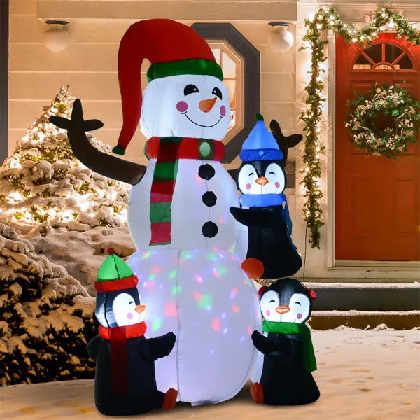 6ft Inflatable Christmas Snowman Penguins LED