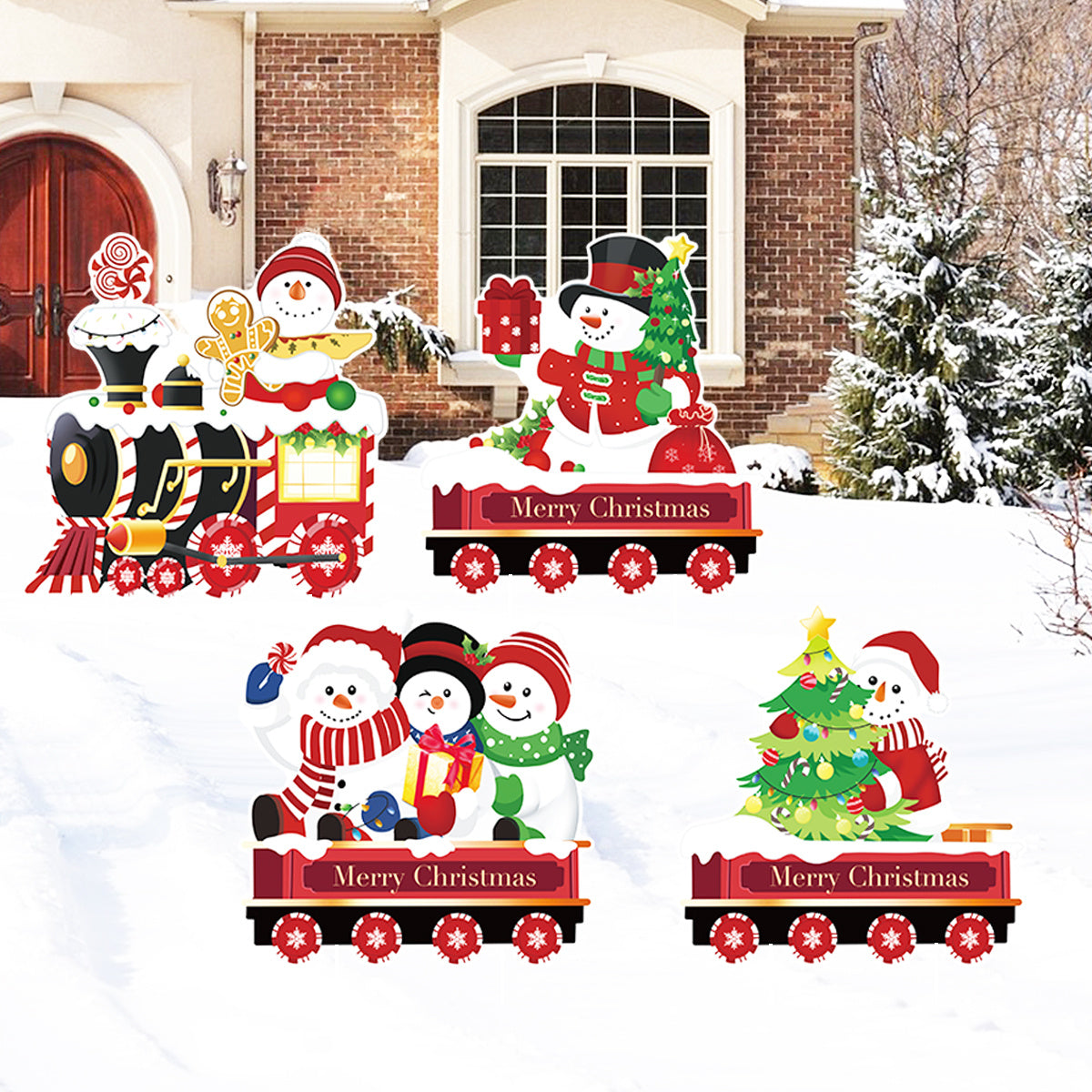 4 Pack Christmas Yard Signs Plastic