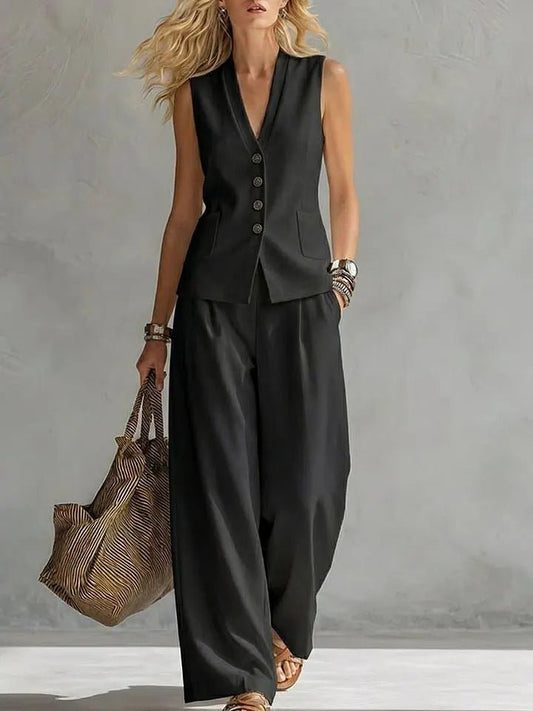 Easy Summer Wide-Leg Outfit Set – Outfit Sets, minimalist style, quiet luxury aesthetic, modern essential – The Simple Co.