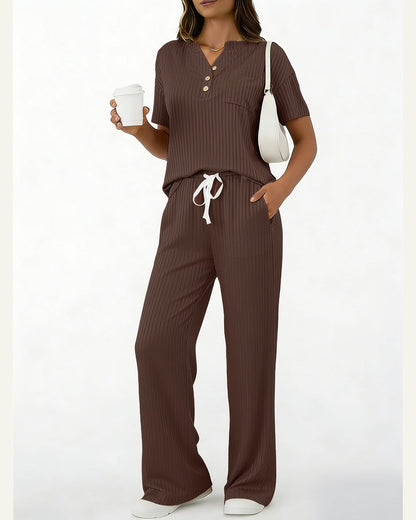 Ribbed Knit Top & Pant Set — product detail