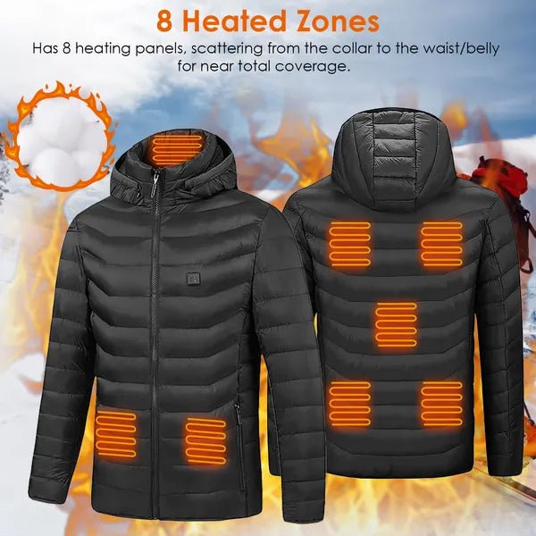 Electric Heated Jacket with 8 Heating Zones and Detachable Hood – Minimal Elegance | The Simple Co – Men's Outerwear, minimalist style, quiet luxury aesthetic, modern essential – The Simple Co.