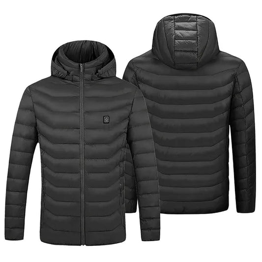 Electric Heated Jacket with 8 Heating Zones and Detachable Hood – Minimal Elegance | The Simple Co – Men's Outerwear, minimalist style, quiet luxury aesthetic, modern essential – The Simple Co.