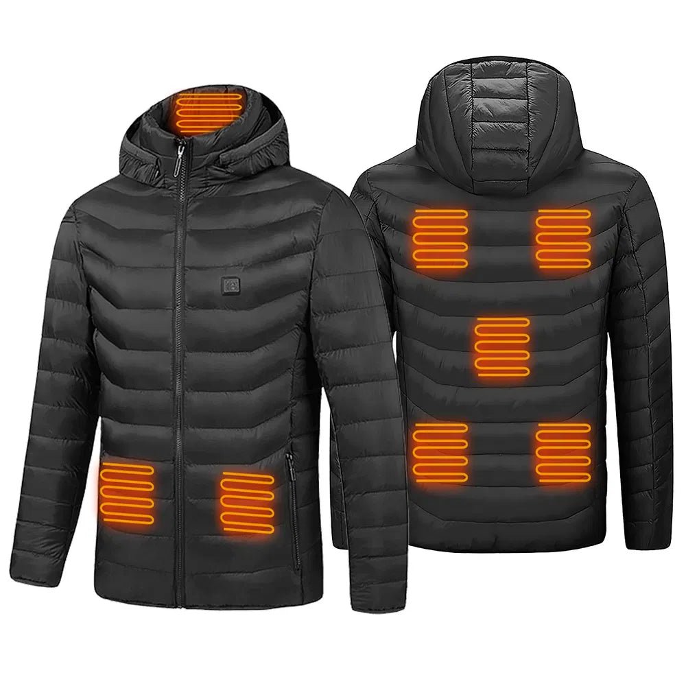 Electric Heated Jacket with 8 Heating Zones and Detachable Hood – Minimal Elegance | The Simple Co – Men's Outerwear, minimalist style, quiet luxury aesthetic, modern essential – The Simple Co.