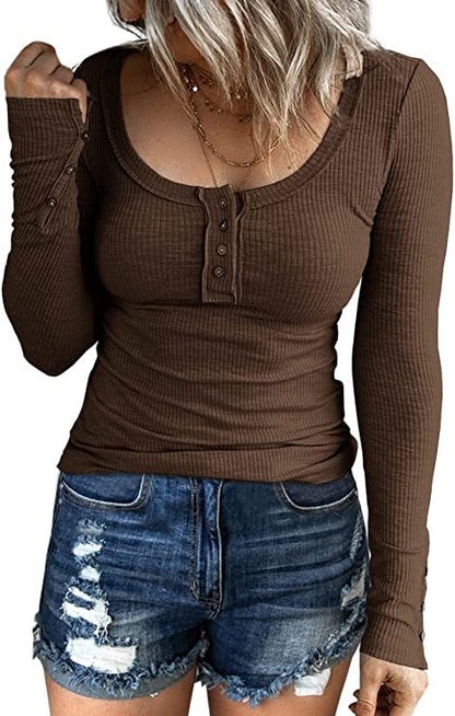 Elegant Button Vest V - Neck Long Sleeve Top - Slim Fit Layering Piece – Minimal Elegance | The Simple Co – Practical cottage, minimalist style, quiet luxury aesthetic, modern essential – The Simple Co.