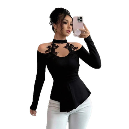 Elegant Hollow Out Off - Shoulder Knit Top - Pleated Curved Hem – Minimal Elegance | The Simple Co – Practical cottage, minimalist style, quiet luxury aesthetic, modern essential – The Simple Co.