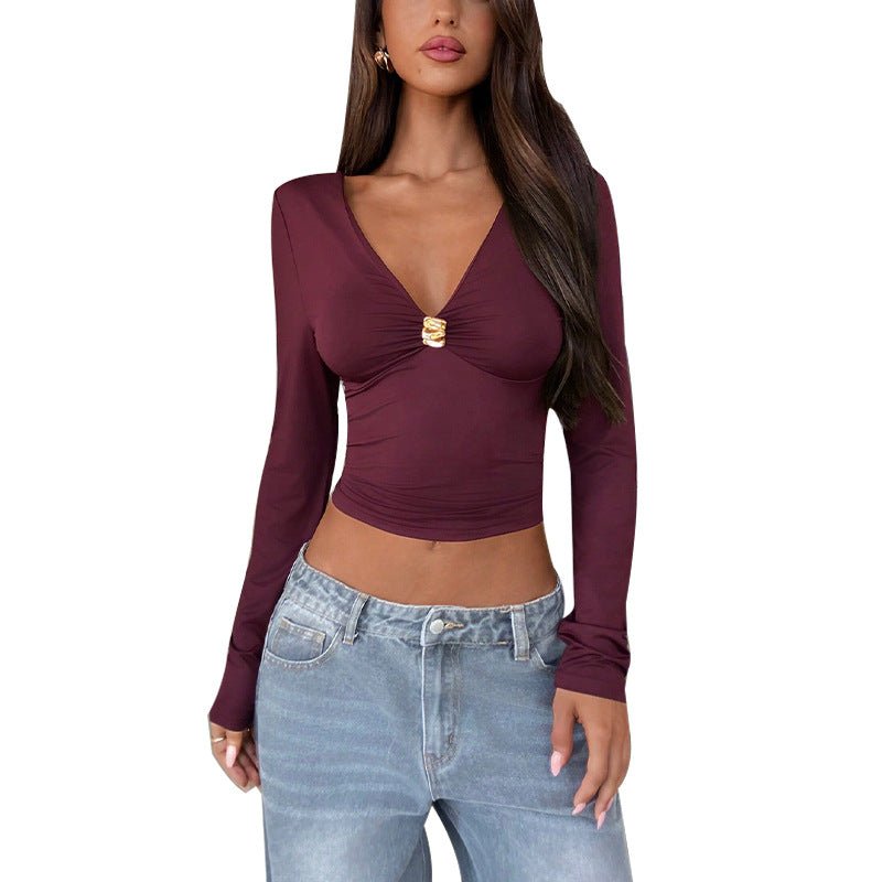 Elegant Ruched Long Sleeve Slim - Fit Top – Minimal Elegance | The Simple Co – Women's Tops, minimalist style, quiet luxury aesthetic, modern essential – The Simple Co.