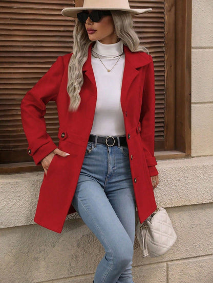 Elegant Single - breasted Woolen Coat Buttons Lapel – Minimal Elegance | The Simple Co – Practical cottage, minimalist style, quiet luxury aesthetic, modern essential – The Simple Co.