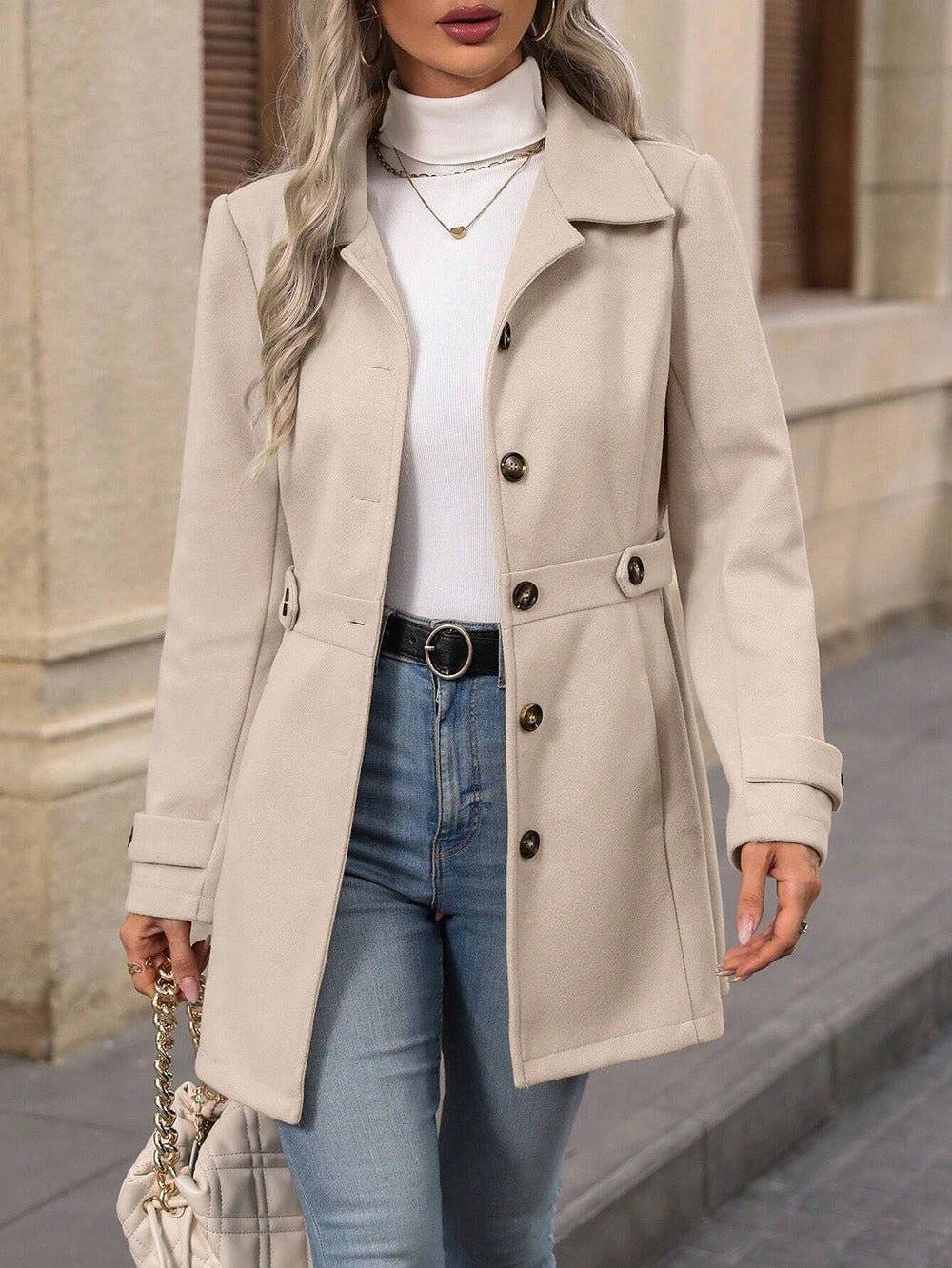 Elegant Single - breasted Woolen Coat Buttons Lapel – Minimal Elegance | The Simple Co – Practical cottage, minimalist style, quiet luxury aesthetic, modern essential – The Simple Co.