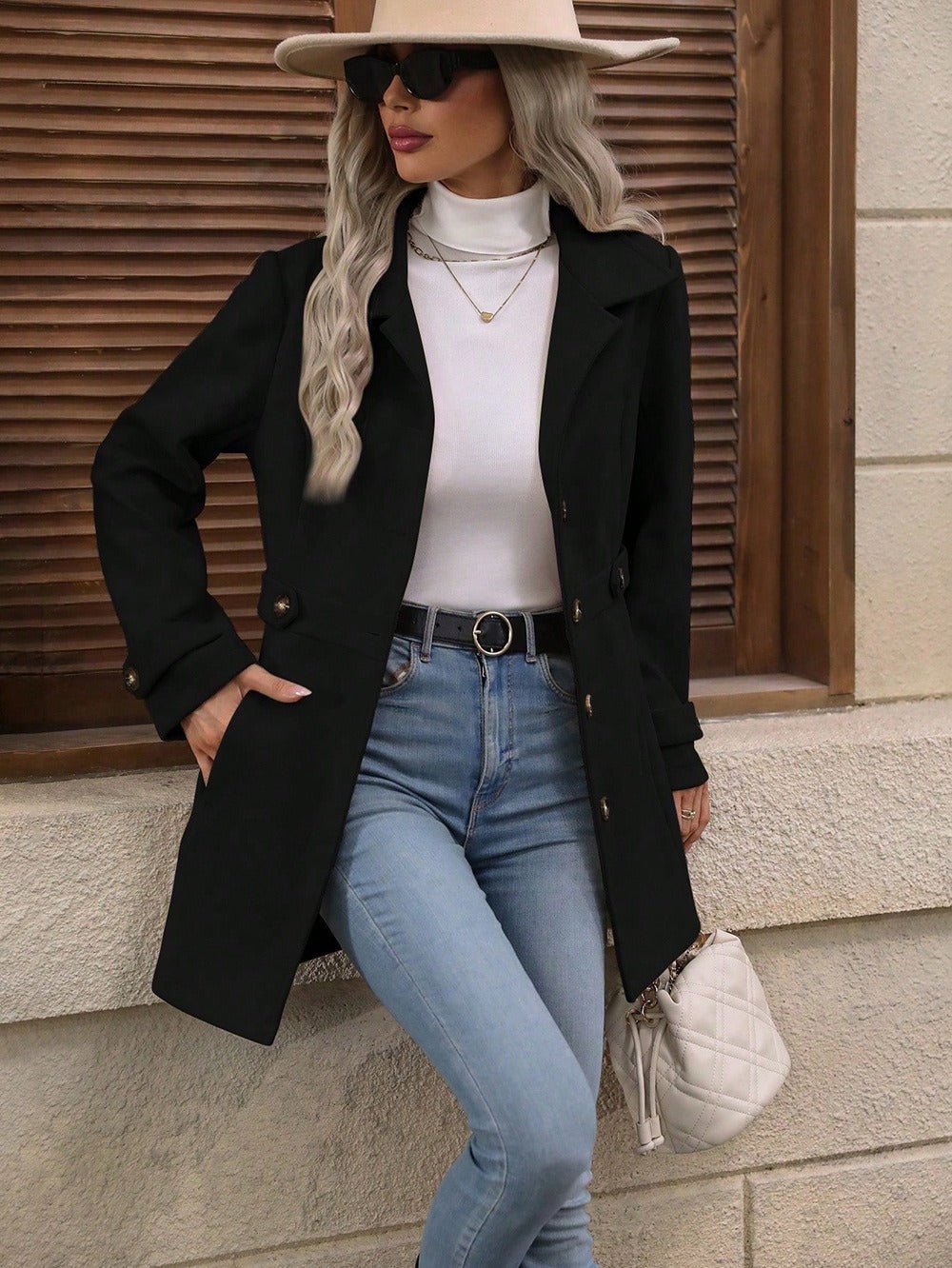 Elegant Single - breasted Woolen Coat Buttons Lapel – Minimal Elegance | The Simple Co – Practical cottage, minimalist style, quiet luxury aesthetic, modern essential – The Simple Co.