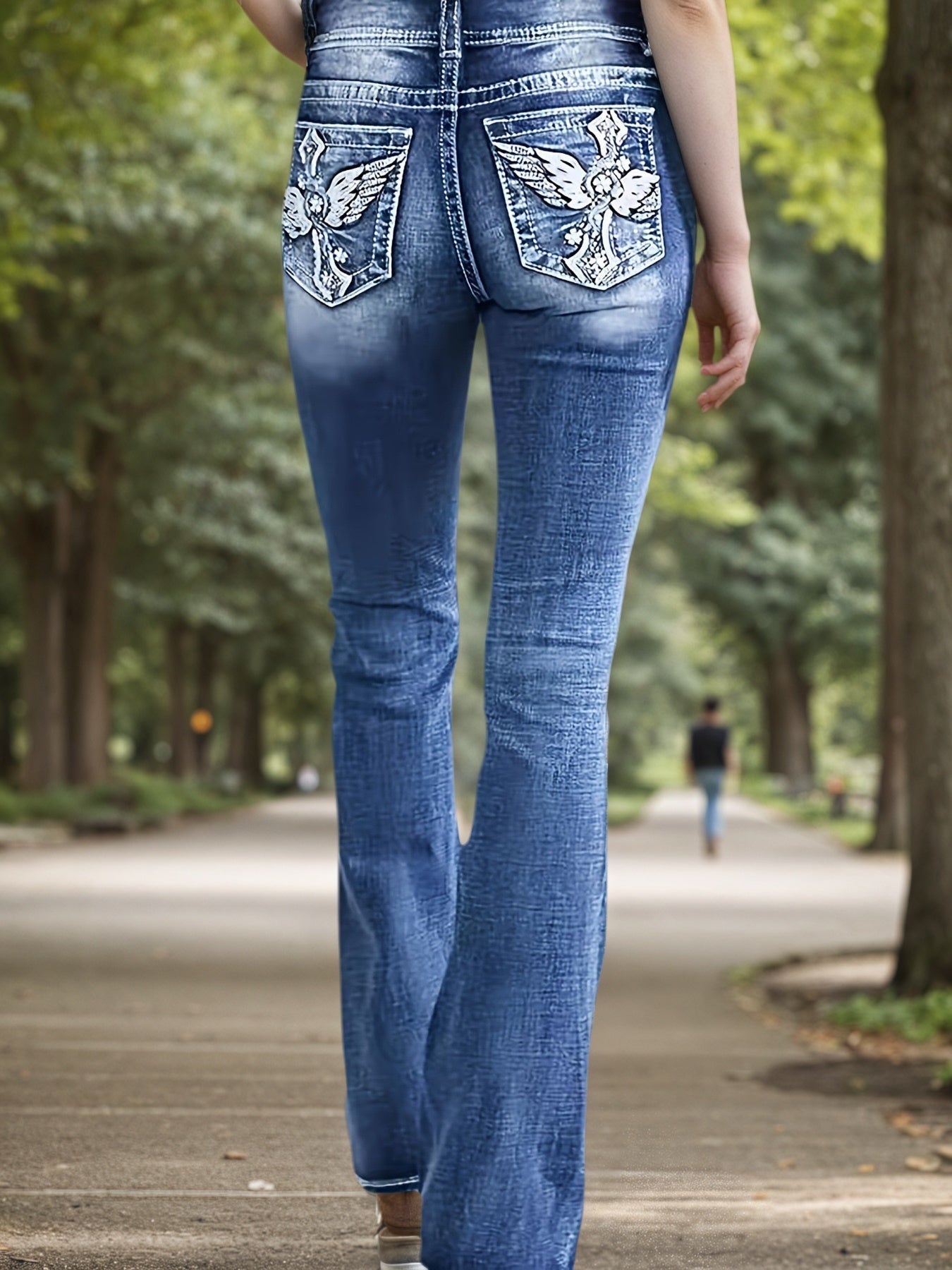 Embroidered Bell Bottom Jeans – Minimal Elegance | The Simple Co – Practical cottage, minimalist style, quiet luxury aesthetic, modern essential – The Simple Co.