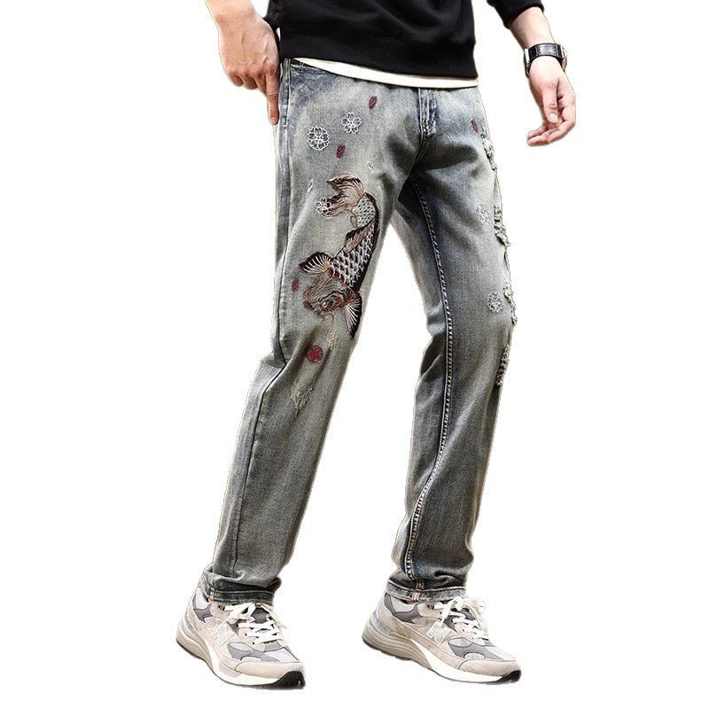 Embroidered Straight - Fit Stretch Denim Jeans for Men – Minimal Elegance | The Simple Co – 牛仔褲, minimalist style, quiet luxury aesthetic, modern essential – The Simple Co.