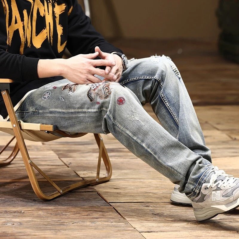 Embroidered Straight - Fit Stretch Denim Jeans for Men – Minimal Elegance | The Simple Co – 牛仔褲, minimalist style, quiet luxury aesthetic, modern essential – The Simple Co.