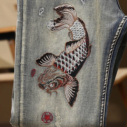 Embroidered Straight - Fit Stretch Denim Jeans for Men – Minimal Elegance | The Simple Co – 牛仔褲, minimalist style, quiet luxury aesthetic, modern essential – The Simple Co.