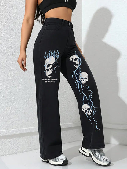 Embroidered Street Jeans - 2026 Winter Collection Loose Straight Casual Denim – Minimal Elegance | The Simple Co – Bottoms, minimalist style, quiet luxury aesthetic, modern essential – The Simple Co.