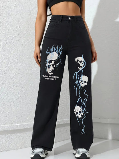 Embroidered Street Jeans - 2026 Winter Collection Loose Straight Casual Denim – Minimal Elegance | The Simple Co – Bottoms, minimalist style, quiet luxury aesthetic, modern essential – The Simple Co.