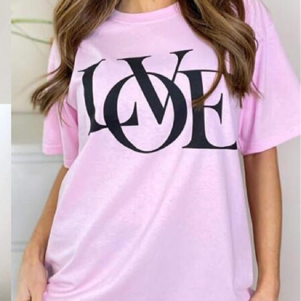 European And American Digital Printing Casual Round Neck Short Sleeves Oversized Love T-shirt – Versatile Spring/Summer | The Simple Co. – Apparel & Accessories > Clothing > Shirt, minimalist style, quiet luxury aesthetic, modern essential – The Simple Co.