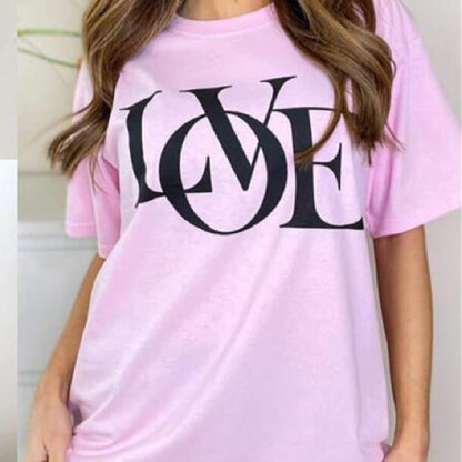 European And American Digital Printing Casual Round Neck Short Sleeves Oversized Love T-shirt – Versatile Spring/Summer | The Simple Co. – Apparel & Accessories > Clothing > Shirt, minimalist style, quiet luxury aesthetic, modern essential – The Simple Co.