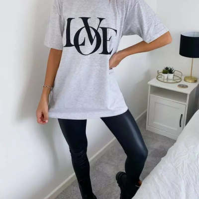 European And American Digital Printing Casual Round Neck Short Sleeves Oversized Love T-shirt – Versatile Spring/Summer | The Simple Co. – Apparel & Accessories > Clothing > Shirt, minimalist style, quiet luxury aesthetic, modern essential – The Simple Co.