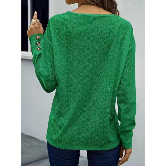 Eyelet Long Sleeve Top – Minimal Elegance | The Simple Co – Practical cottage, minimalist style, quiet luxury aesthetic, modern essential – The Simple Co.