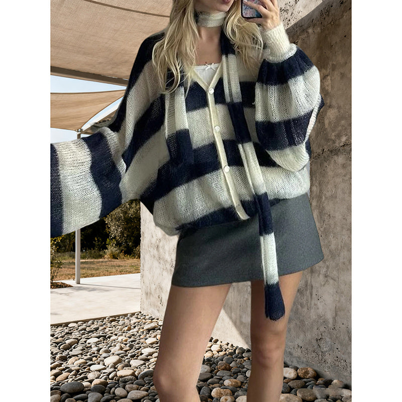 Women's Striped Cardigan Sweater