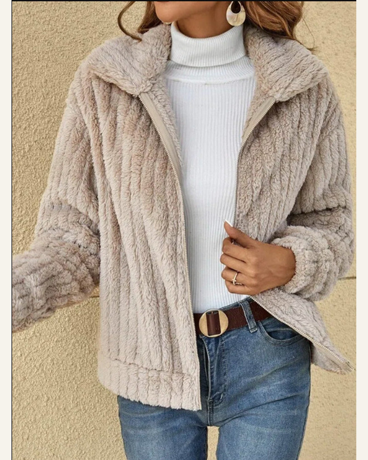 Cropped Lapel Jacket — Apricot