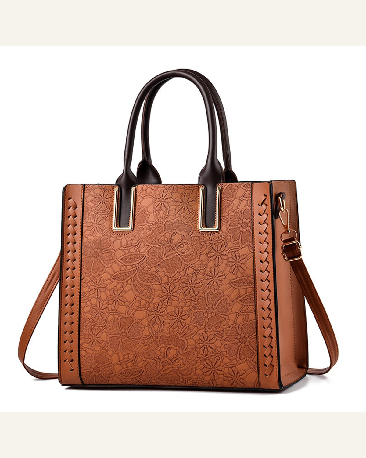 Structured Convertible Shoulder Bag — yellowish brown product view